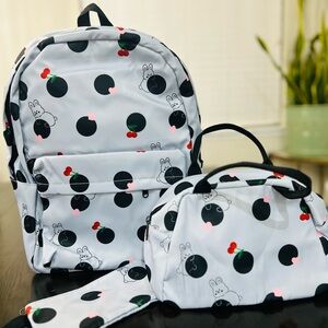 Three-pieces bunny grey and black backpack kids